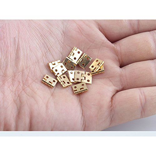 RZDEAL 20 PCS Mini Brass Hinge Hardware 180 Degree Rotation for Dollhouse Miniature Furniture Cabinet Closet(DIY)