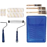 Pro Grade Paint Roller Kit, Paint Brushes, 4" &amp; 9" Roller Covers for Walls | 10-piece set includes 2 frames &amp; tray | Interior &amp; exterior | Ceilings &amp; trim | Smooth to semi-rough surfaces