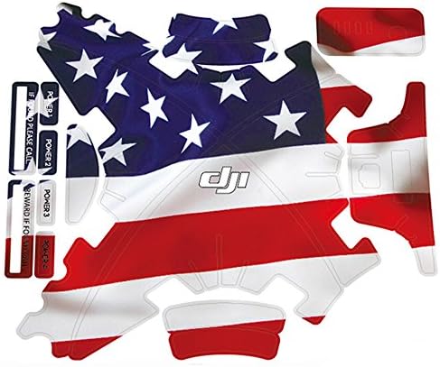 DJI Phantom 3 PVC Skin Decals, TMO Exclusive Water-resistant Skin Decal Kit for DJI Phantom 3 Professional / Advanced Quadcopter Drone Body Shell and Remote Controller (USA Flag)