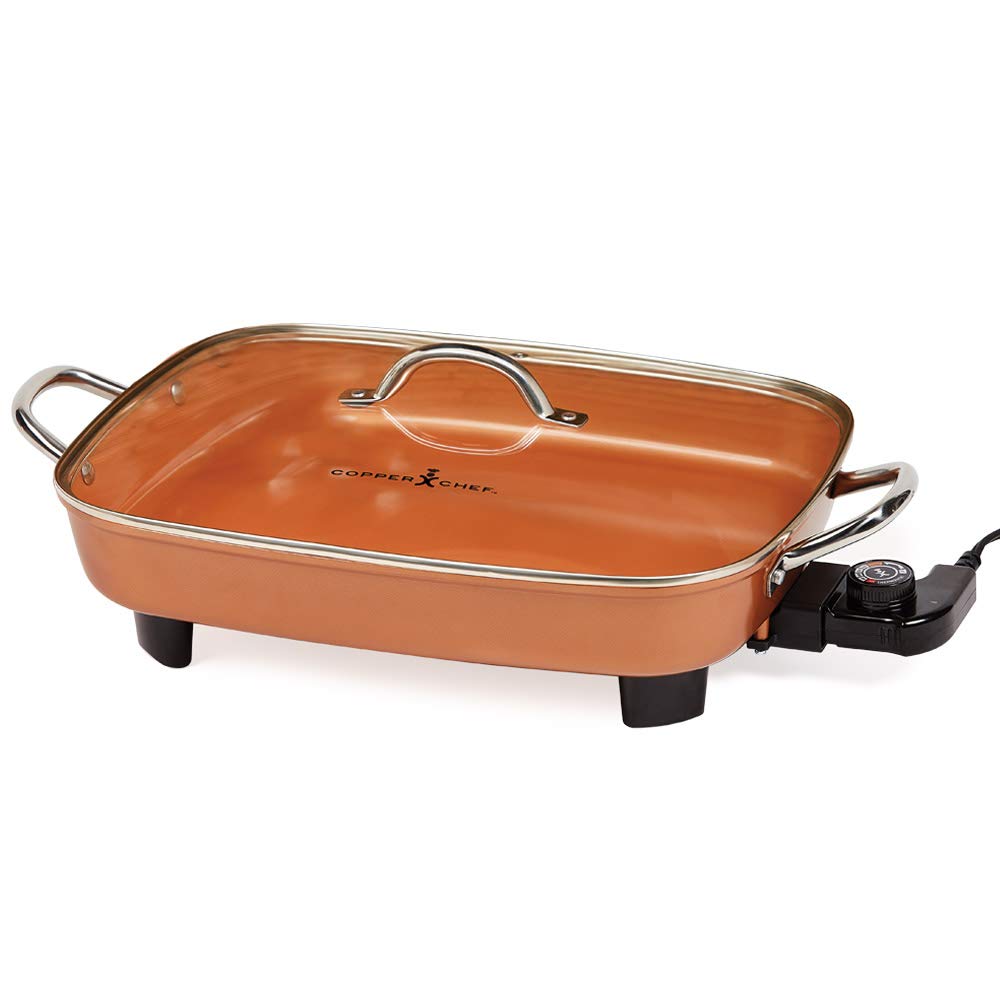 Copper Chef Deluxe 16" Electric Skillet with Stainless Steel Handles