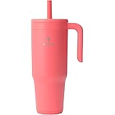 REDUCE Chiller Vacuum Insulated 40 oz Tumbler with Spill-Proof Silicone Straw - Sustainable Tritan Lid with Water Intake Markers - Soft Sit Base Travel Mug - Dishwasher Safe - Daquiri