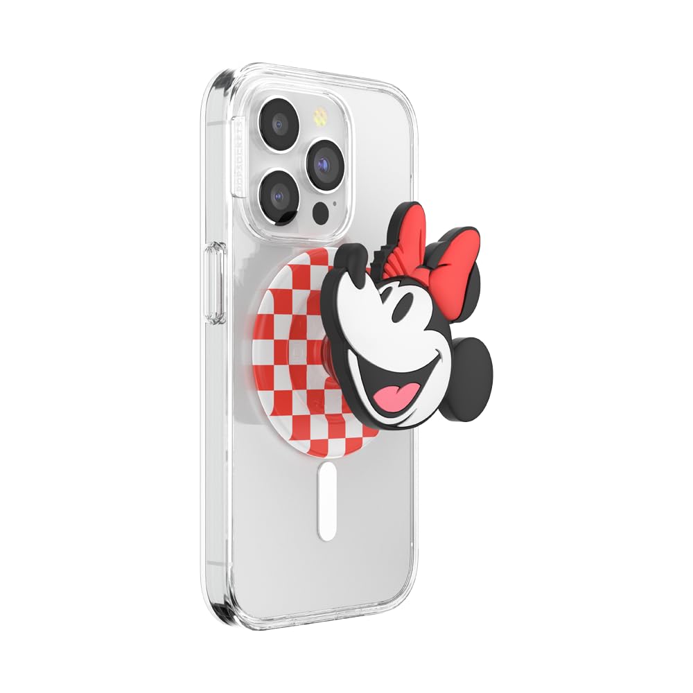 PopSockets Phone Grip for MagSafe with Kickstand, Magnetic Stand, Swappable Top, Secure Hold for iPhone MagSafe Cases, Phone & Tablet Grip, Disney - PopOut Classic Minnie Image