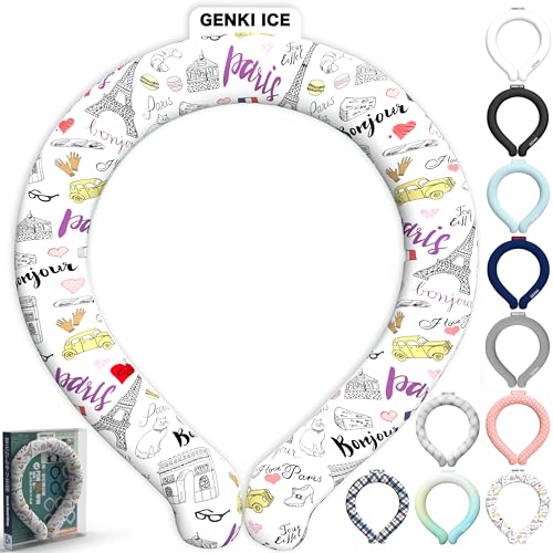 Genki Ice ネッククーラー 【24℃ PCM 2倍増量 2026最新進化】 首 冷やす リング クールリング クールネックリング アイスネックリング ネックリング 暑さ対策 熱中症対策グッズ 冷却 冷感 首元 ひんやり 大人 子供 小学生 ゴルフ 夏 キャンプ 日本の企業 (S, パリ・フェスタ)