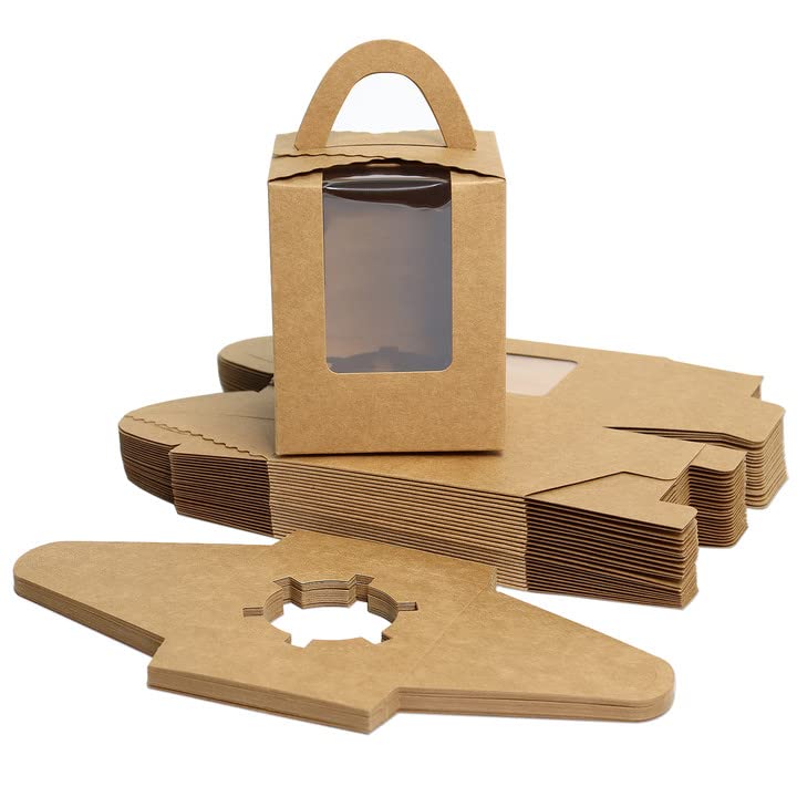 Goalfly 24 Pcs Cupcake Containers, Individual Cupcake Boxes, Single Cupcake Boxes, 1 Hole Cake Box with Inserts and Transparent Windows, for Muffins, Cookies and Pastries