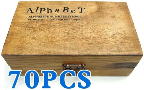 Auped 70pcs Rubber Stamps Vintage Wooden Box Case Alphabet Letters Number Craft