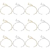 MAYJOYDIY 12Pcs Golden Silver Bracelet Chain 6-1/4 inch Adjustable Stainless Steel Chain Link Bracelet with Lobster Clasps for Women DIY Jewelry Making Gift
