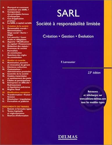 Download SARL, Société à responsabilité limitée : Création - Gestion - Evolution PDF