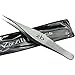 Ingrown Hair Tweezers by Zizzili Basics - Surgical Grade Stainless Steel Fine Pointed Tweezer - Precision Aligned Tips for Splinter, Eyebrow & Facial Hair Removal - with Bonus Tip Guard & Carry Pouch