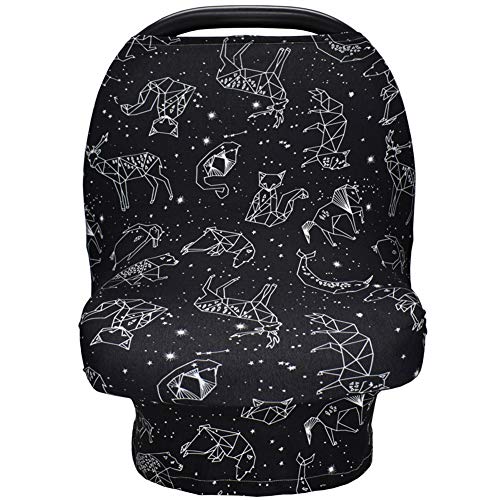 Nursing Cover Carseat Canopy, Rquite Car Seat Covers for Babies Mom Breastfeeding Scarf Infant Multi Use Cover Ups for Baby Stroller & Shopping Cart & Feeding High Chair -Large Size for Girl Boy