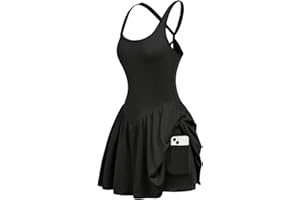 BEAUDRM Girl's Tennis Golf Sport Dress with Built in Shorts Criss Cross Racerback Workout Athletic Dresses