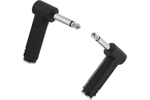 2pcs 6.35mm 1/4" Mono Connector, 1/4 Right Angle TRS Adapter 90 Degree Solder Type Audio Connector Jack for Guitar Headphone 