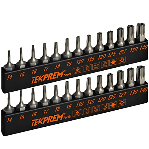 Torx Security Bit Set, TEKPREM 2 PACK 26-Piece Torx Screwdriver Bit Set with T4 T5 T6 T7 T8 T9 T10 T15 T20 T25 T27 T30 T40 Tamper Resistant Torx Bits Set
