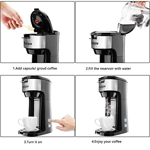 Single Serve Coffee Maker Brews In 3 Minutes Compatible with KCup Pods