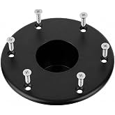 Aluminum Black RV Table Base Mount | Round Flush Mount Base with 6 Holes &amp; Included Screws