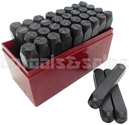 36pc 3/8 STEEL METAL PUNCH LETTER & NUMBER STAMP STAMPING KIT SET PLASTIC CASE