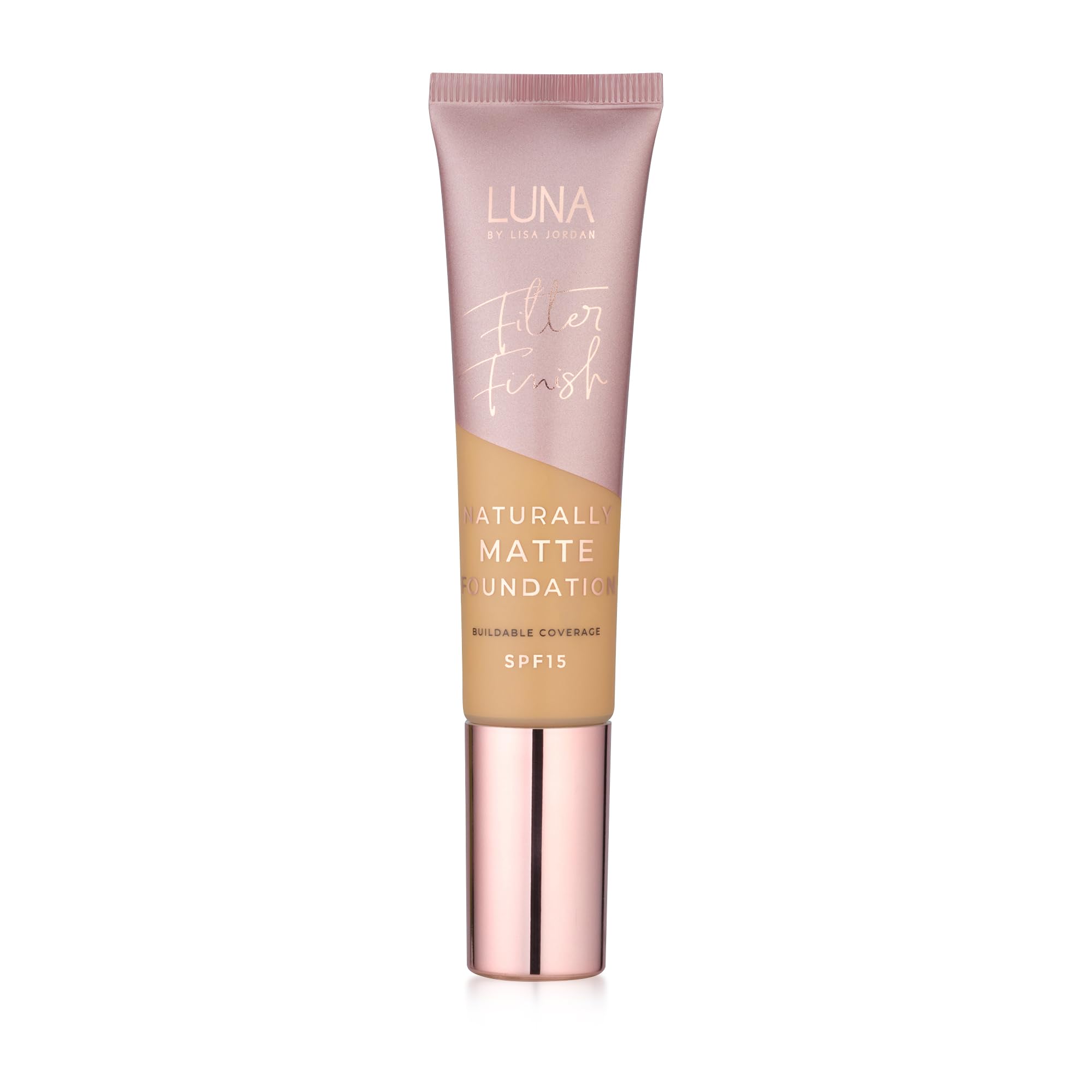 LUNA Matte Foundation in BEIGE Shade - Contains Vitamin E and SPF15 - Oil-Free Face Foundations with Golden, Olive Undertone - Suitable for Oily and Sensitive Skin — image 1