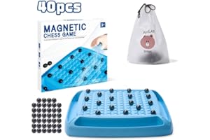 HCUSUS 2024 New Magnetic Chess Game,Magnetic Chess Fun Family Games for Kids and Adults,Magnet Chess Game with 40Pcs Magnetic Stones,Table Top Magnetic Board Game,2-4 Players