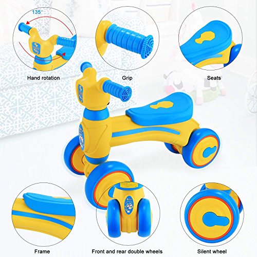 Kaluo Baby Toddler Balance Bike Trike Learn to Walk 10-36 Month No-Pedal Ride on Toy (Blue)