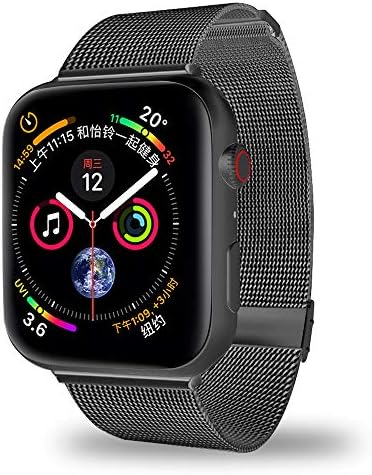 AWOOWELL for Watch Band 38mm 40mm,Stainless Steel Mesh Metal Loop with Adjustable Magnetic Closure Replacement Bands for Iwatch Series 4 3 2 1 Black