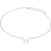 DAOCHONG S925 Sterling Silver Choker Butterfly Clavicle Short Pendant Necklace for Women