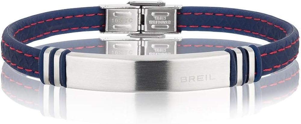 Breil - Bracelet for Men Savage Collection - Stainless Steel and Silicone Strap - Length 22 cm, Blue