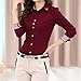 arctic leaf Women's Vintage Long Sleeve Rivets Collar Button Up Blouse Shirt Top L Burgundy