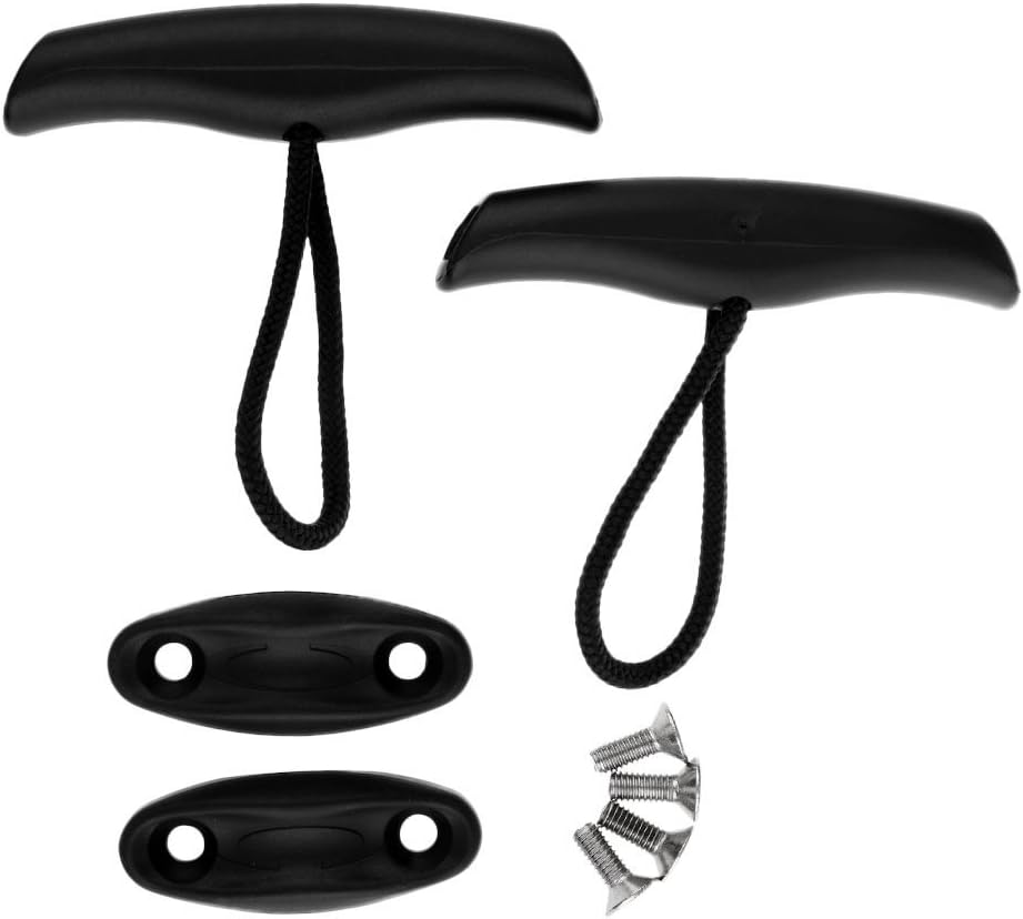 YiMusic 2 Pieces Kayak Toggle Carry Handles Grip with Cord Rope Deck Eye and Screws suit for Rope Replacement Boat Kayak Carrying Accessories Kit