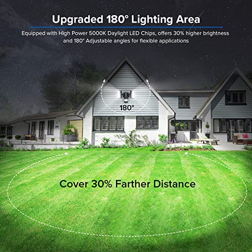 SANSI 38W 5000LM Luces de Movimiento para Exterior con Sensor, Luz de Inundación al Aire Libre con Detector Ajustable de 4 Modos, Equivalente a 500W 5000K de Atardecer a Amanecer, Resistente al Agua