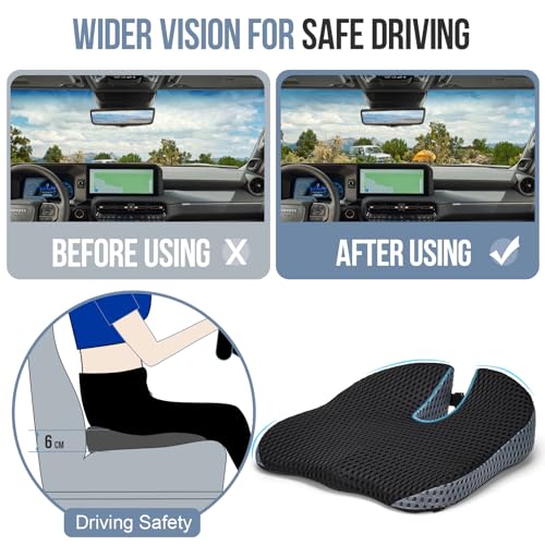 Ajiteogy Seat Cushion for Car Drivers – Adult Posture Elevation with Memory Foam – Universal Car Accessories for Travel and Truck