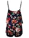 Floral Sleeveless Spaghetti Strap Overlay Romper Navy S