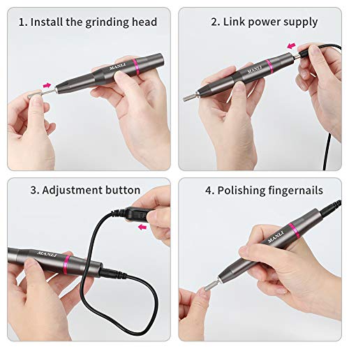 Portable Electric Nail Drill,11 in 1 Machine Professional 20000 RPM Manicure Pedicure Nail File Drill Kit Set for Acrylic, Gel Nails, Manicure Pedicure Polishing Shape Tools Design for Home Salon Use