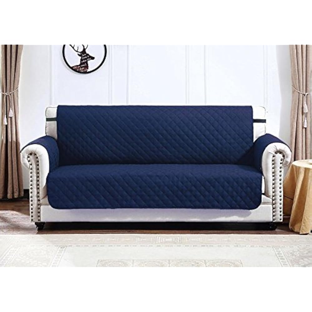 Reversible Loveseat Cover Durable Slipcover For Dogs Navy Blue/Gray (2