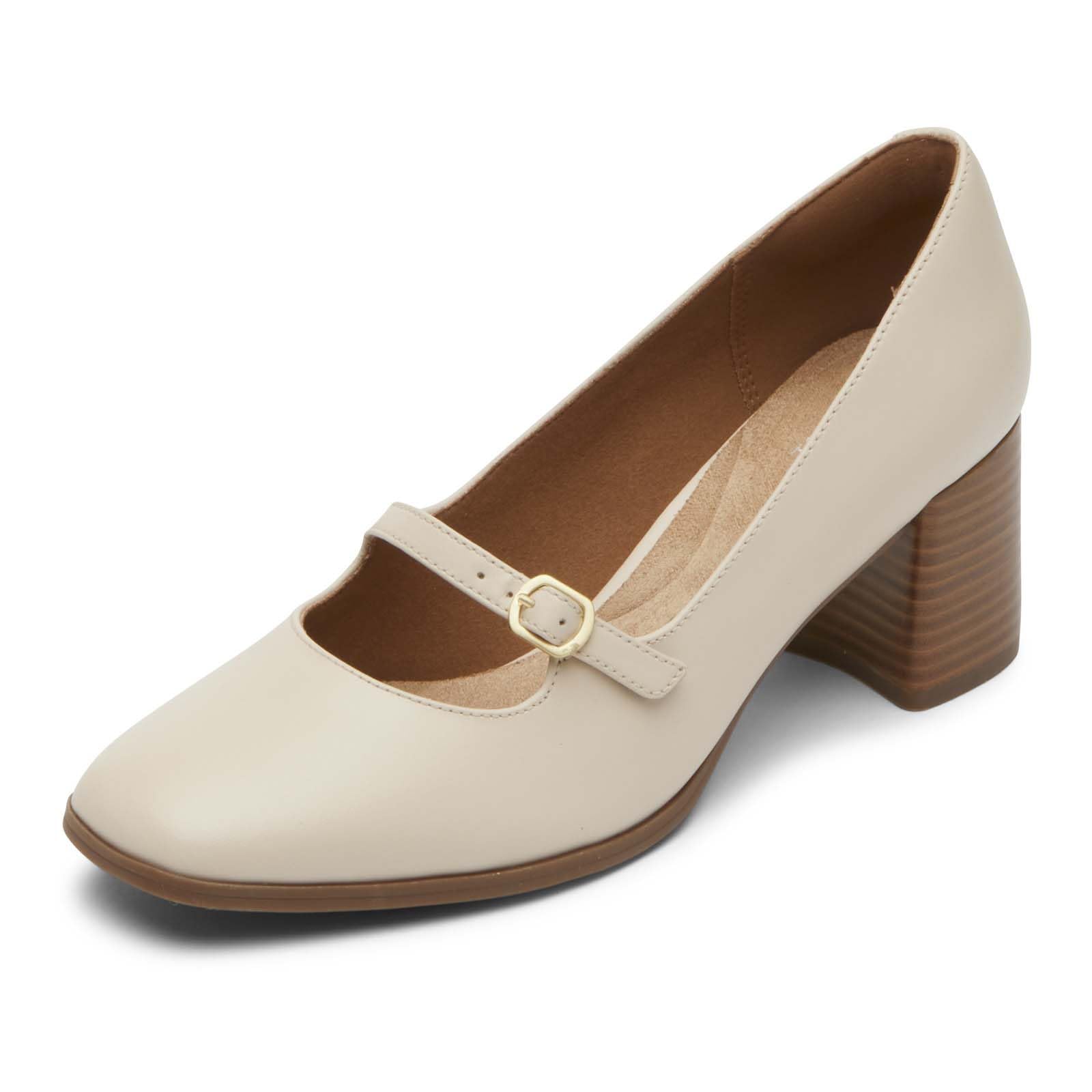Rockport Women’s Violetta Mary Jane, Vanilla Leather, 6 M