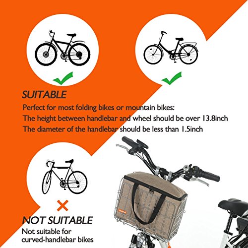 image for ONWAY Bike Basket Women Folding Front Handlebar Rear Rack Bicycle Bask