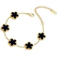 FLY FEI 18K Gold-Plated Four Leaf Clover Bracelet for Women,Adjustable lucky Bracelet Set Jewelry Gift-Hypoallergenic Charm for Birthdays, Wellness & Daily Wear