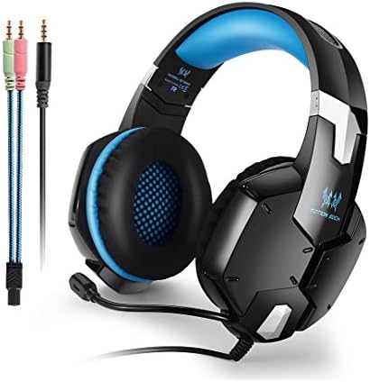 Wired PC Gaming Headset Over Ear Stereo Bass Headphone with Ambient Noise Reduction Mic 3.5mm plug cable for PS4 PC Smart Phone (Blue)