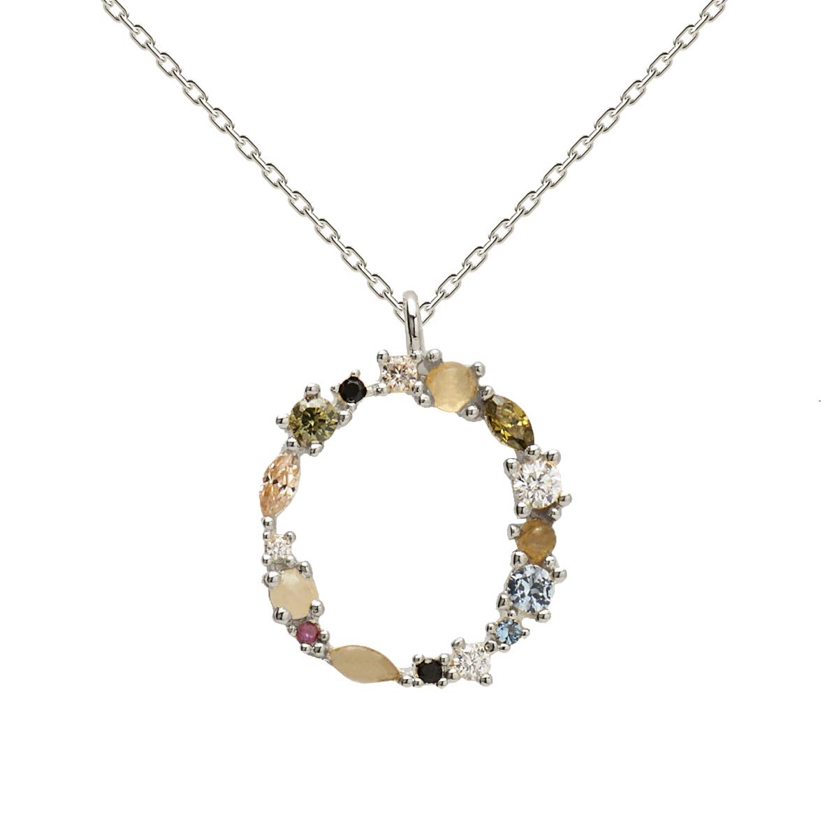 P D PAOLA Necklace CO02-110-U Silver, Letter O