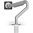 Humanscale M2.1 Adjustable Monitor Arm with Two-Piece Clamp Mount with Base - Silver M21CMSBTB