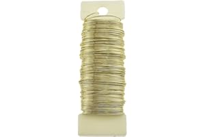 HAHIYO 22Gauge Golden Floral Wire - 1 Roll, 38 Yards (115 Feet) Flexible Paddle Wire for Crafts, Christmas Wreaths, Tree & Flower Arrangement, Bouquet Wrapping, Wedding DIY