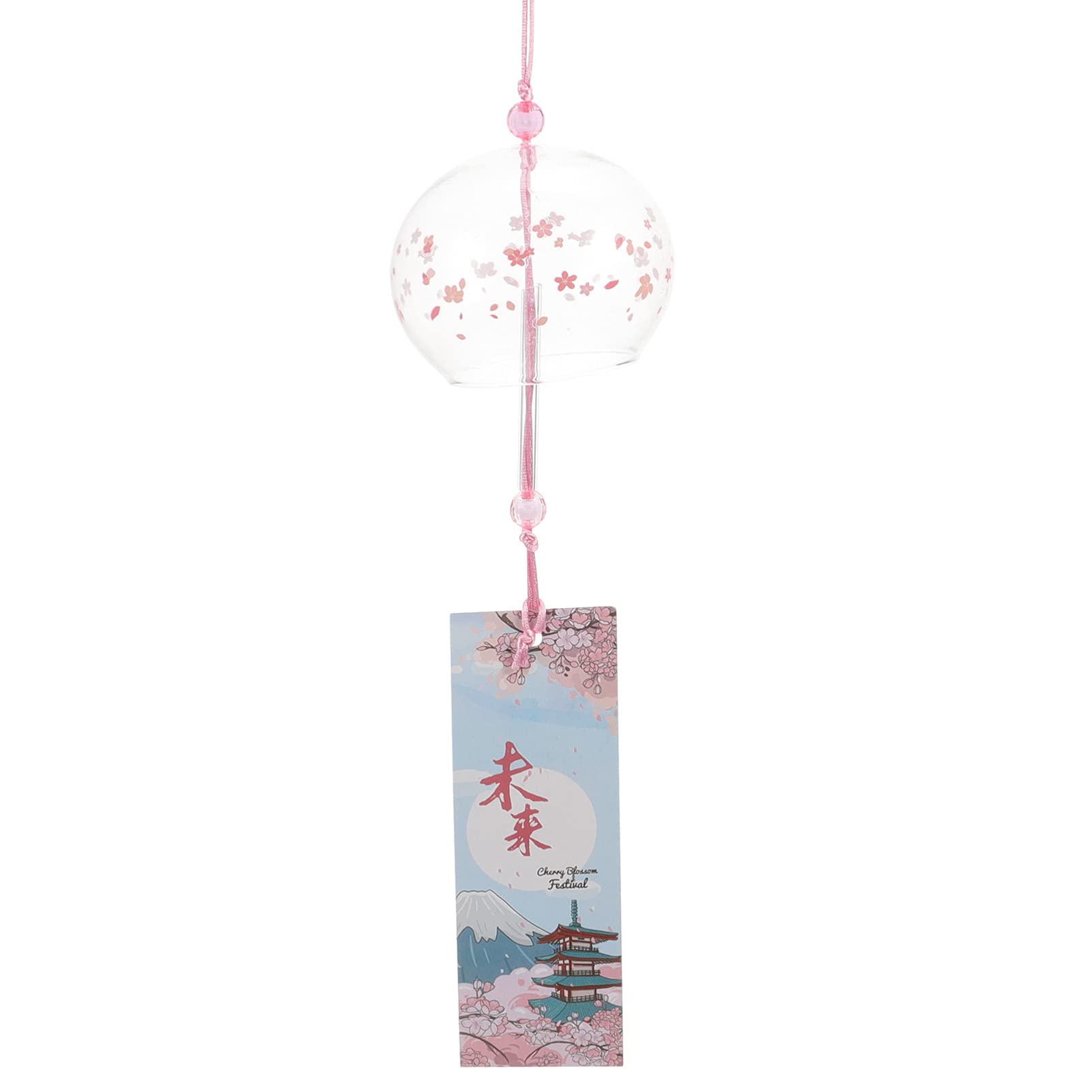 PRETYZOOM Japanese Style Glass Wind Chime Hanging Decoration with Decorative Wind Bell Pendant for Home Garden Window Adornment