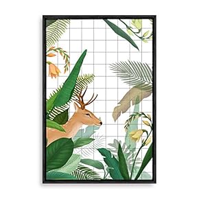 Framed Canvas Home Artwork Decoration Nordic Style Plant Canvas Wall Art for Living Room, Bedroom - 16x24 inches