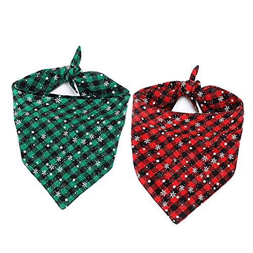 Dog Christmas Bandana 2 Pack, Dog Neckerchief Collar Large, Pets Xmas Kerchief Outfit, Dog Triangle Bibs Washable Birthday Presents for Labradors, Golden Retriever, Bulldogs and Other Large Dogs