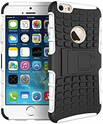 Iphone 6 Case, Iphone 6s Case, Flybrid[shockproof][anti-stain][durable][fashion]outer Hard Core Case + Soft Silicone Finish Inner Case with Kickstand for Iphone 6, Iphone 6s (White)