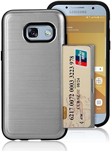 Samsung Galaxy A5 Case 2017,[Credit Card Slots Holder][Not Wallet][Slim Fit] -Dual Layer Protective Phone Case Cover For Galaxy A5 (Sliver gray)