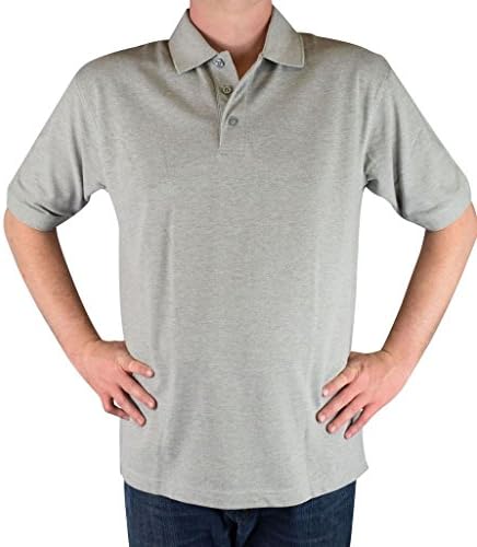Men's Royal Pacific Pique 100% Cotton Polo Shirts, 5 Solid Colors L-Grey