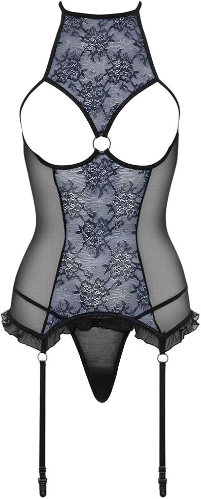 Dessous Set Damen 3-teilig - Teddy Body Mit Strumpfband & Strümpfen