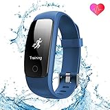 Runme Fitness Tracker with Heart Rate Monitor, Activity Tracker Smart Watch with Sleep Monitor, IP67 Water Resistant Walking Pedometer with Call/SMS Remind for iOS/Android (Blue)