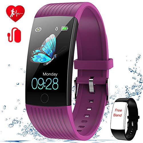 Fitness Watches for Women, Fitness Tracker with Heart Rate Monitor, Smart Watch for Kids with Step Tracker, Calorie Counter, Pedometer, IP67 Waterproof Smart Watch for Kids, Women, Men… (Purple)