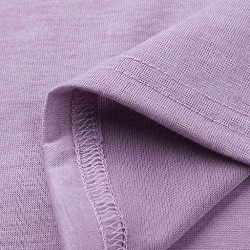 Yezijin Women Summer Color Block Short Sleeve Tunic Tee Shirt Casual Tops Blouse Sexy Wear 2019 Under 10 Dollars Purple