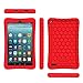 Fintie Silicone Case for Amazon Fire 7 Tablet (Previous Generation - 7th, 2017 Release) - [Honey Comb Upgraded Version] [Kids Friendly] Light Weight [Anti Slip] Shock Proof Protective Cover, Red